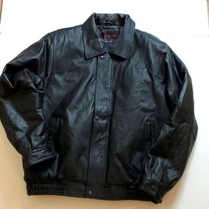 Phase Two quilted black leather zipper front jacket